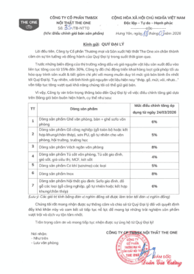 Thông báo điều chỉnh giá bán sản phẩm 6